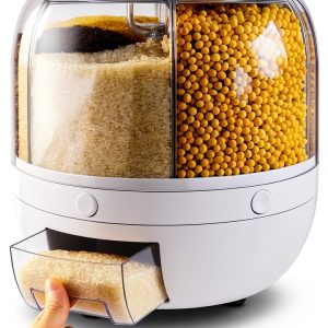 BIAZFYIUW Grain Dispenser 360 Rotating Food Storage-0