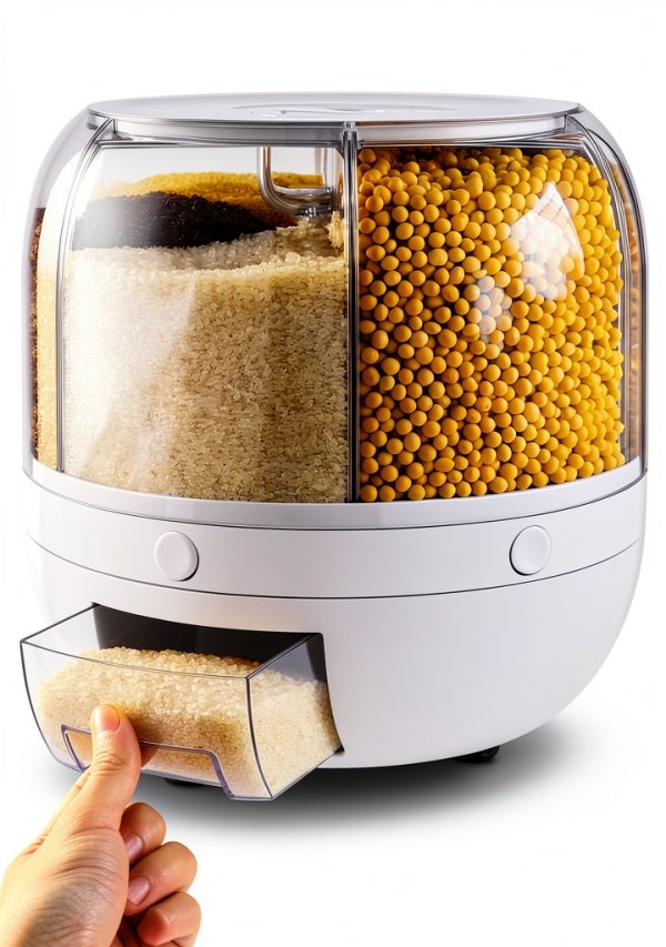 BIAZFYIUW Grain Dispenser 360 Rotating Food Storage-0