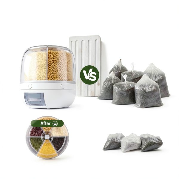 BIAZFYIUW Grain Dispenser 360 Rotating Food Storage-6