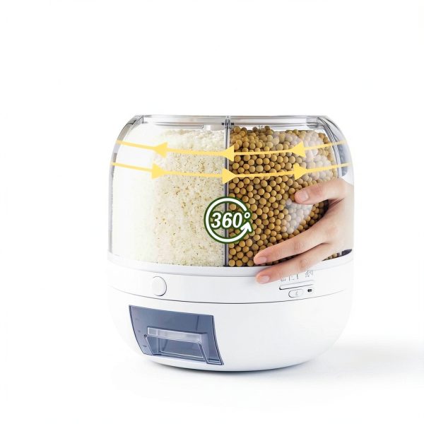 BIAZFYIUW Grain Dispenser 360 Rotating Food Storage-3