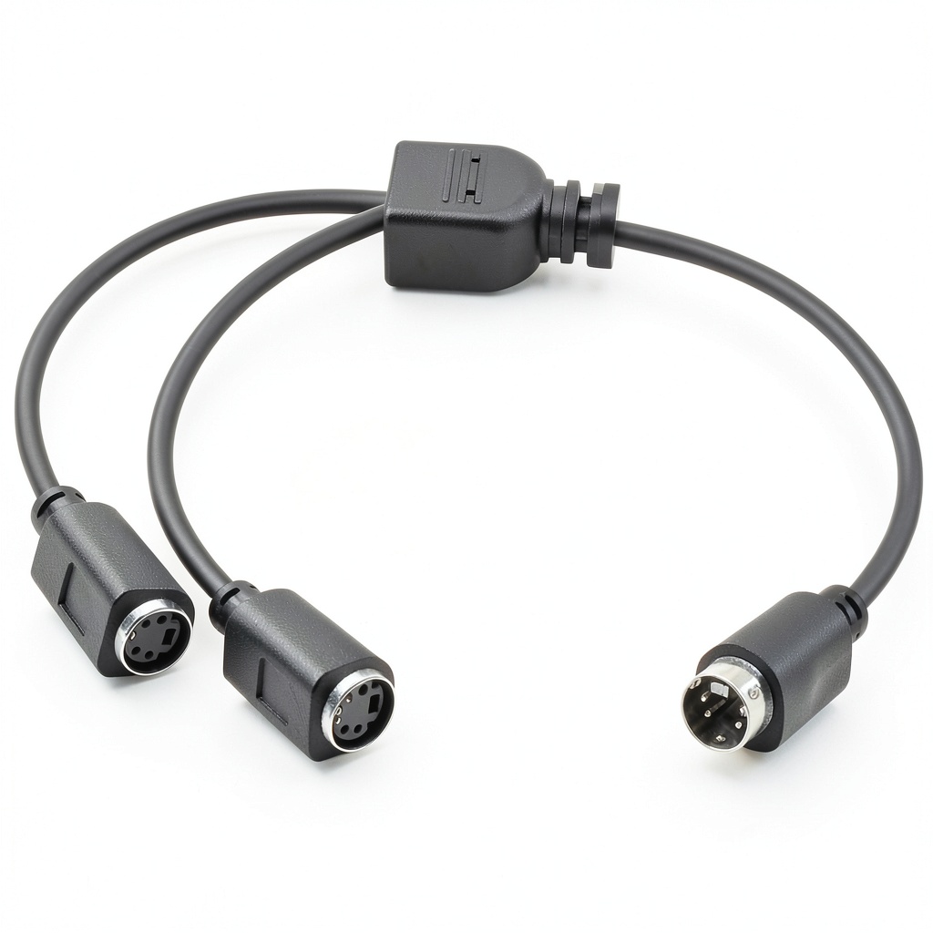 Close‑up of S‑Video Y splitter cable connectors