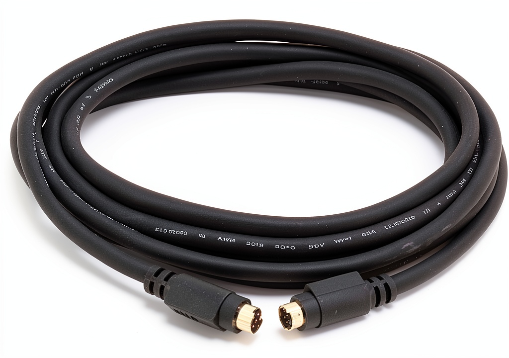 Monoprice gold S-Video cable connected to a DVD player in a home theater