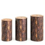 uxcell Wooden Texture Cylinder Spandex Stand Covers 3-Pack Elastic-0