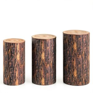 uxcell Wooden Texture Cylinder Spandex Stand Covers 3-Pack Elastic-0