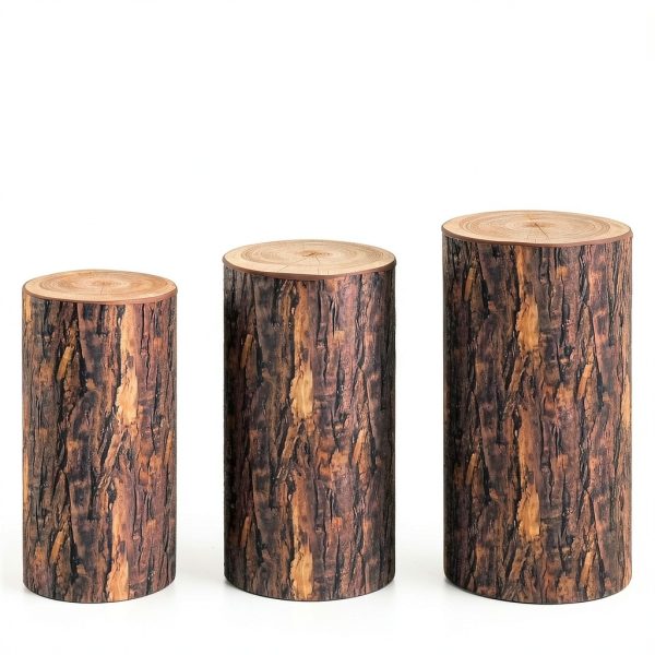 uxcell Wooden Texture Cylinder Spandex Stand Covers 3-Pack Elastic-0