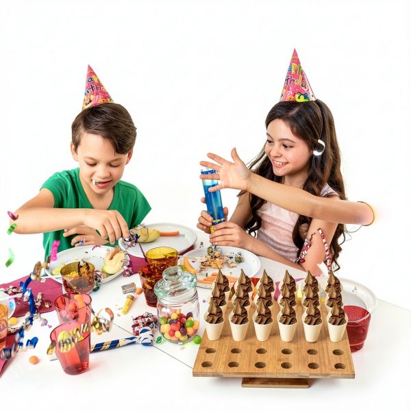 Disposable Wooden Food Cones Rtteri 150pc Set with Bamboo Stick Holder-6