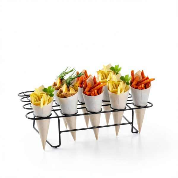Ice Cream Cone Holder Rack Kingrol 20‑Cavity Metal Stand Black 16×12in-5