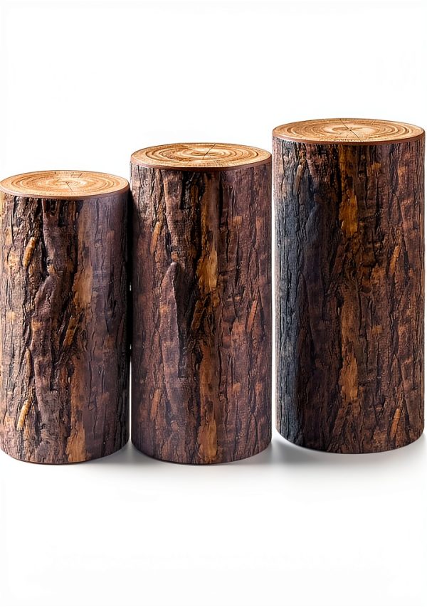 uxcell Wooden Texture Cylinder Spandex Stand Covers 3-Pack Elastic-1