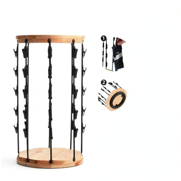 tchrules Chip Rack Display Stand -5-Tier 40 Clips, Snack Organizer wiht Sturdy Wood Base, 360° Spin for Snacks & Candy | Perfect for Party, Retail Store, Countertop, Office, Kitchen-4
