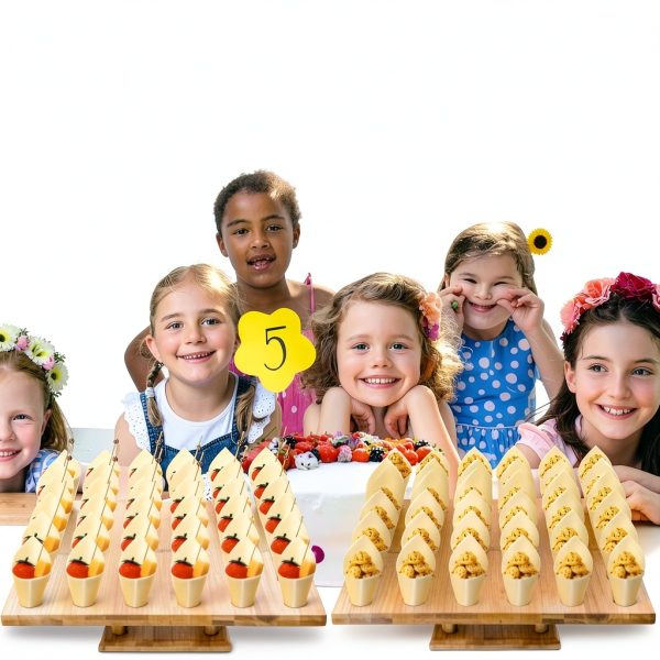 Disposable Wooden Food Cones Rtteri 150pc Set with Bamboo Stick Holder-5