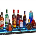 Lighted Liquor Bottle Display Shelf 2-Pack, RGB 3-Tier Bar Shelf with Music Sync, Black Marble-Look Finish on Wood, Remote & App Control, USB Powered for Home Bar & Party-0