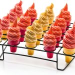 Ice Cream Cone Holder Rack Kingrol 20‑Cavity Metal Stand Black 16×12in-0