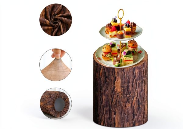 uxcell Wooden Texture Cylinder Spandex Stand Covers 3-Pack Elastic-2