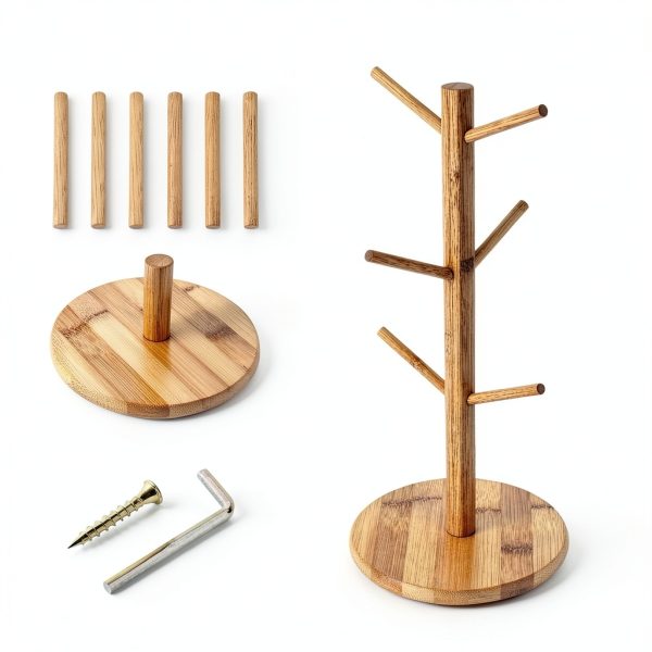 Pretzel Holder Stand SoeKoa Bamboo Stand with 6 Foldable Branches-1