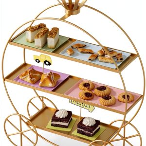 Crown Carriage Cake Stand by SeaISee Gold Tiered Dessert Display Tray-0