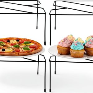 Metal Pizza Table Stands ZEAYEA Set of 4 Black Riser Holders-0