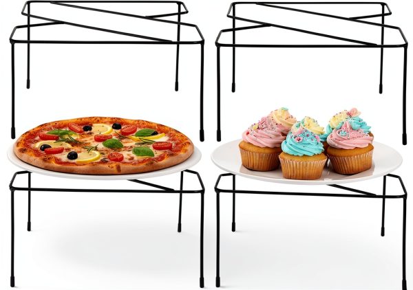 Metal Pizza Table Stands ZEAYEA Set of 4 Black Riser Holders-0