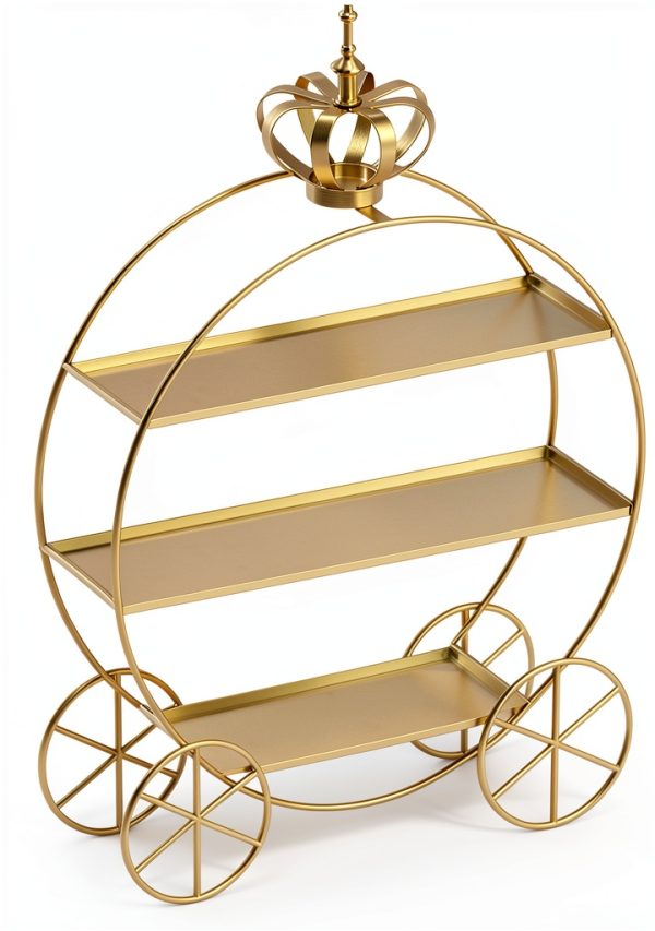 Crown Carriage Cake Stand by SeaISee Gold Tiered Dessert Display Tray-3