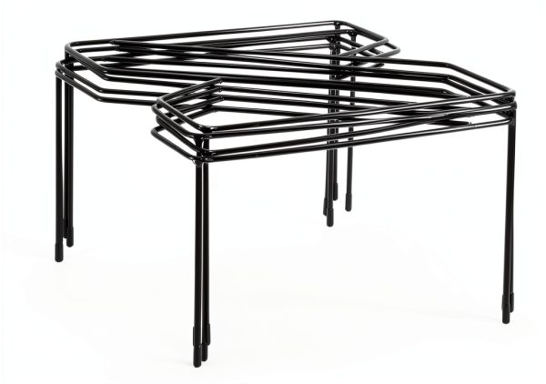 Metal Pizza Table Stands ZEAYEA Set of 4 Black Riser Holders-3
