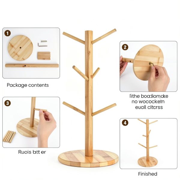 Pretzel Holder Stand SoeKoa Bamboo Stand with 6 Foldable Branches-2