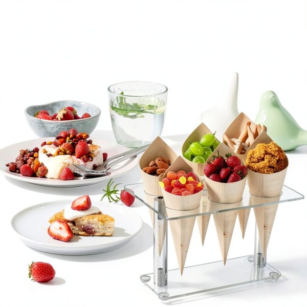 Acrylic Ice Cream Cone Holder 2 Pack by YOUEON, 6 Clear Waffle Stands-5