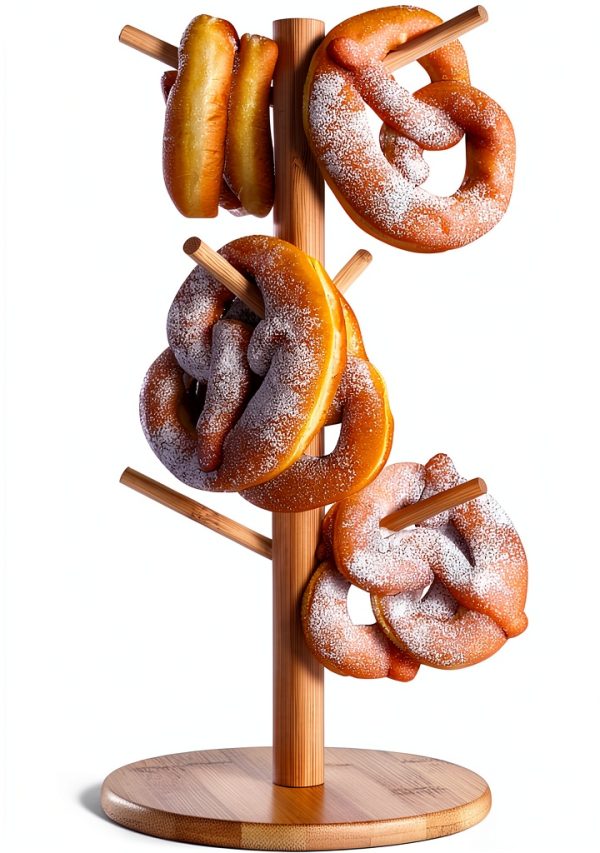 Pretzel Holder Stand SoeKoa Bamboo Stand with 6 Foldable Branches-0