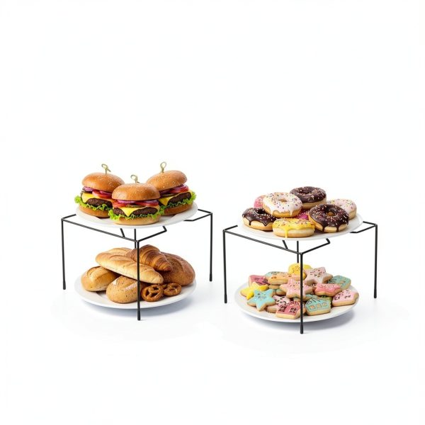 Metal Pizza Table Stands ZEAYEA Set of 4 Black Riser Holders-5