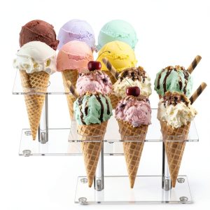 Acrylic Ice Cream Cone Holder 2 Pack by YOUEON, 6 Clear Waffle Stands-0