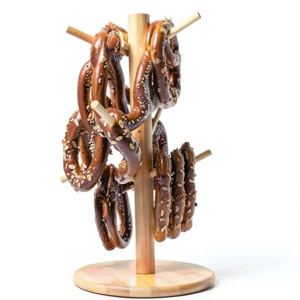 Pretzel Holder Stand SoeKoa Bamboo Stand with 6 Foldable Branches-3